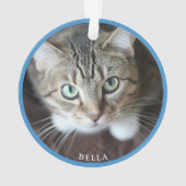 Niedlich Cat Foto Blue Ornament (Rückseite)