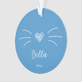 Niedlich Cat Foto Blue Ornament (Vorderseite)