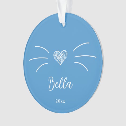 Niedlich Cat Foto Blue Ornament (Vorderseite)