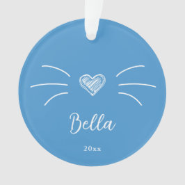 Niedlich Cat Foto Blue Ornament