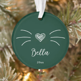 Niedlich Cat Foto Green Ornament