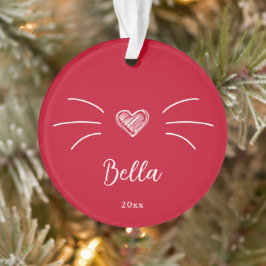 Niedlich Cat Foto Red Ornament