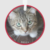 Niedlich Cat Foto Red Ornament (Rückseite)