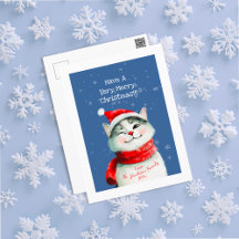 Niedlich Cat Frohe Weihnachtskarte