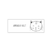 Niedlich Cat Funny Doodle Kinder Individuelle Name Permastempel (Design)