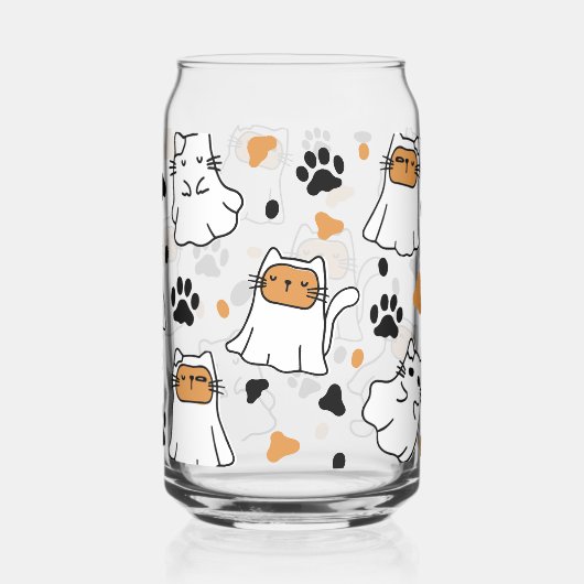 Niedlich Cat Ghost Halloween Dosenglas (Rückseite)