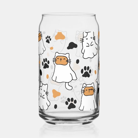 Niedlich Cat Ghost Halloween Dosenglas (Links)