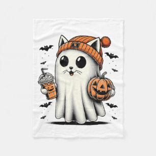 Niedlich Cat Ghost Iced Coffee Funny Ghost Hallowe Fleecedecke