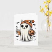Niedlich Cat Ghost Iced Coffee Funny Ghost Hallowe Karte (Gelbe Blume)