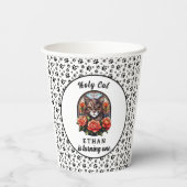 Niedlich Cat Girl Erster Geburtstag Pappbecher (Rückseite)