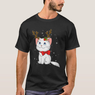 Niedlich Cat Girl Rentier Weihnachtskätzchen Überk T-Shirt