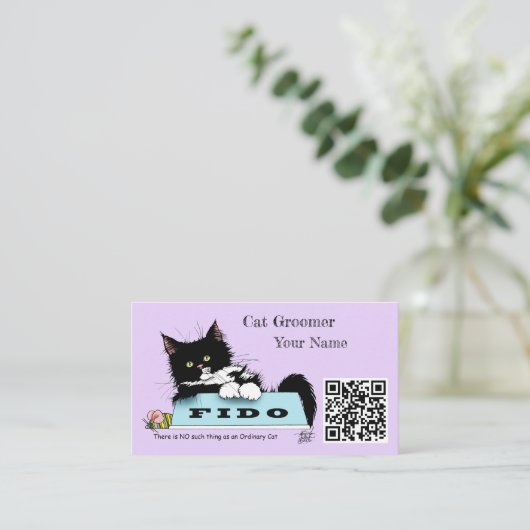 Niedlich Cat Groomer Visitenkarte (Stehend Vorderseite)