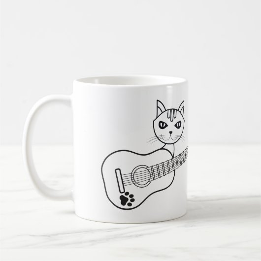 Niedlich Cat Guitar - Kitty Kitten Gitarrist Kaffeetasse (Links)