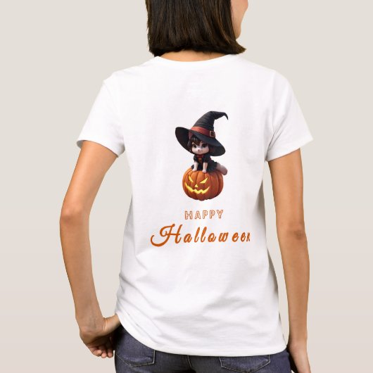 Niedlich Cat Halloween T-Shirt (Rückseite)