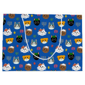 Niedlich Cat Hannukah Gemustert Große Geschenktüte (Rückseite)