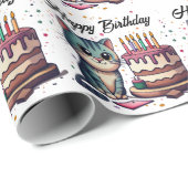 Niedlich Cat Happy Birthday Geschenkpapier (Rolleneckpunkt)