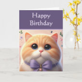Niedlich Cat Happy Birthday Karte (Gelbe Blume)