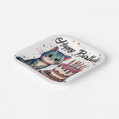 Niedlich Cat Happy Birthday Pappteller (Gewinkelt)