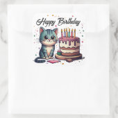 Niedlich Cat Happy Birthday Quadratischer Aufkleber (Tasche)