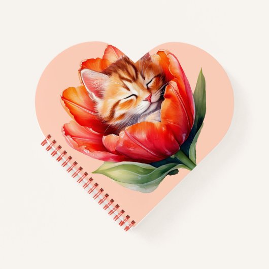 Niedlich Cat Journal - Heart Shaped Spiral Noteboo Notizblock (Vorderseite)