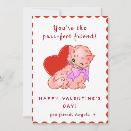 Niedlich Cat Kids Girl Unterkunft Valentinstag Feiertagskarte