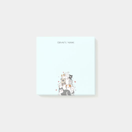 Niedlich Cat Kitten Farbverlauf Personalisiert Post-it Klebezettel (Vorderseite)