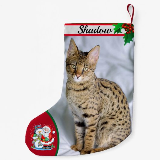 Niedlich Cat Kitten Foto Weihnachts Strumpf Name Kleiner Weihnachtsstrumpf (Rückseite)