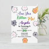 Niedlich Cat Kitten Geburtstagsparty Einladung (Stehend Vorderseite)