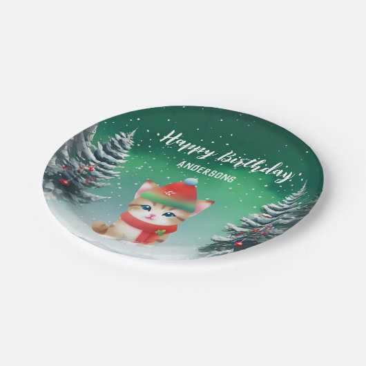 Niedlich Cat Kitten Weihnachtsbaumgebäck Party Pappteller (Schrägansicht)