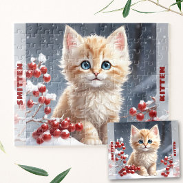 Niedlich Cat Kitten Winter Weihnachtsfest Individu Puzzle