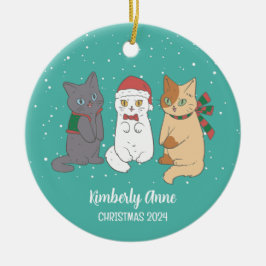 Niedlich Cat Kittens Weihnachten Schnee Winterurla Keramik Ornament