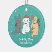Niedlich Cat Kittens Weihnachten Schnee Winterurla Keramik Ornament (Links)