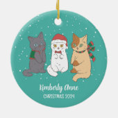 Niedlich Cat Kittens Weihnachten Schnee Winterurla Keramik Ornament (Hinten)