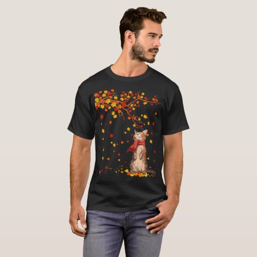 Niedlich Cat Kitty Herbst Herbstlaub Funny Cat Lov T-Shirt (Vorne ganz)