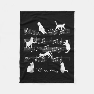 Niedlich Cat Kitty Playing Musiknote Clef Musician Fleecedecke