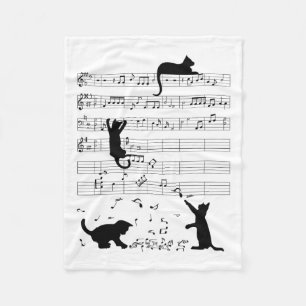 Niedlich Cat Kitty Playing Musiknote Clef Musician Fleecedecke