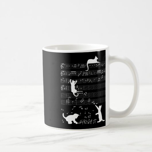 Niedlich Cat Kitty Playing Musiknote Clef Musician Kaffeetasse (Rechts)