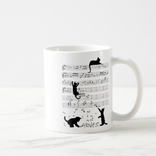 Niedlich Cat Kitty Playing Musiknote Clef Musician Kaffeetasse