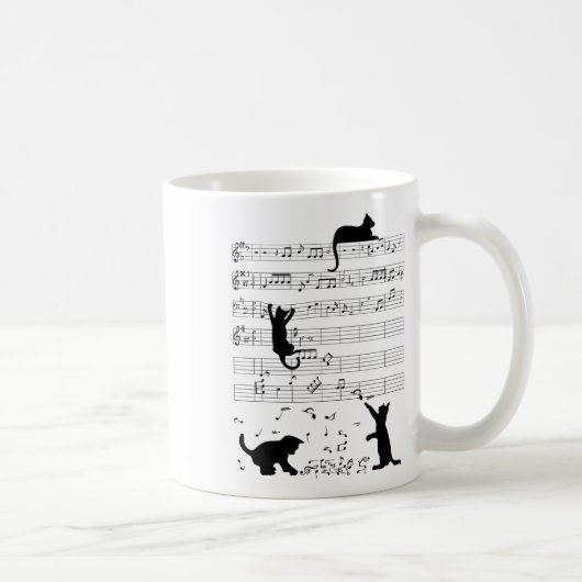 Niedlich Cat Kitty Playing Musiknote Clef Musician Kaffeetasse (Rechts)