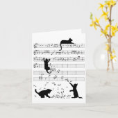 Niedlich Cat Kitty Playing Musiknote Clef Musician Karte (Gelbe Blume)