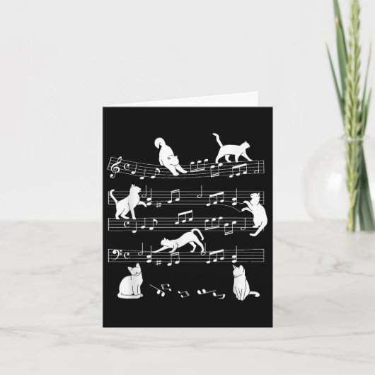 Niedlich Cat Kitty Playing Musiknote Clef Musician Karte (Vorderseite)