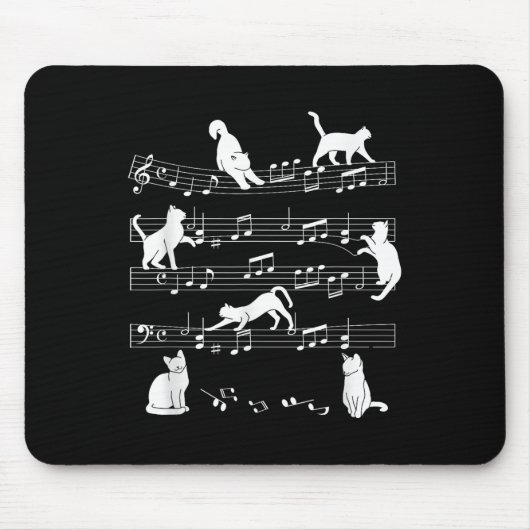 Niedlich Cat Kitty Playing Musiknote Clef Musician Mousepad (Vorne)