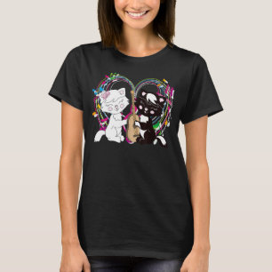 Niedlich Cat Kitty Playing Musiknote Clef Musician T-Shirt