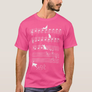 Niedlich Cat Kitty Playing Musiknote Clef Musician T-Shirt