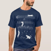 Niedlich Cat Kitty Playing Musiknote T-Shirt (Vorderseite)