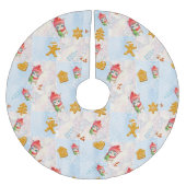Niedlich Cat kitty Santa Gingerbrei Xmas tree Patt Polyester Weihnachtsbaumdecke (Vorderseite)