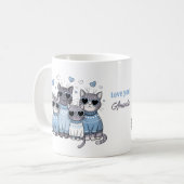Niedlich Cat Kitty Valentine Blue Individuelle Nam Kaffeetasse (Vorderseite Links)
