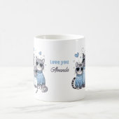 Niedlich Cat Kitty Valentine Blue Individuelle Nam Kaffeetasse (Mittel)