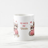 Niedlich Cat Kitty Valentine Pink Individuelle Nam Kaffeetasse (Mittel)