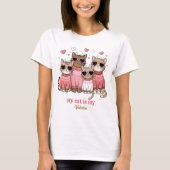 Niedlich Cat Kitty Valentine Pink Individuelle Nam T-Shirt (Vorderseite)